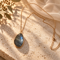 Labradorit Tropfenkette – Roségold