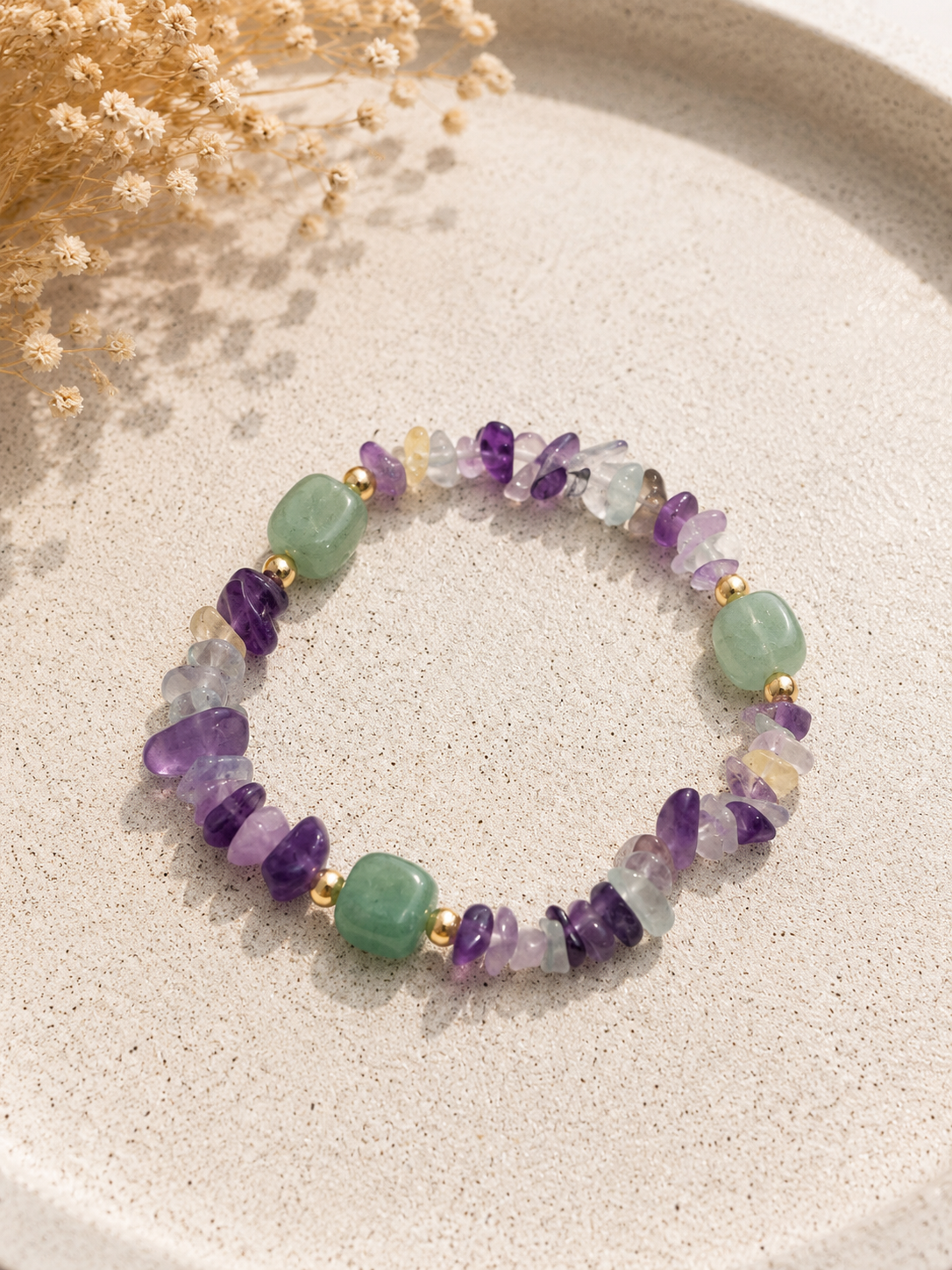 FLORA – Fluorit & Aventurin Splitterarmband
