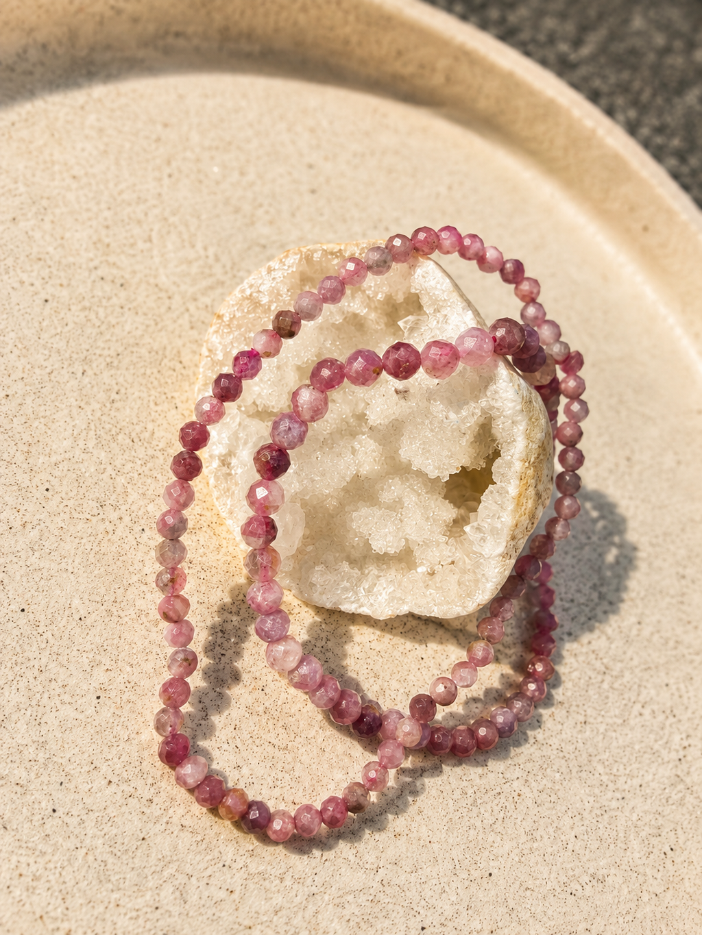 Pink-Turmalin Perlenarmband