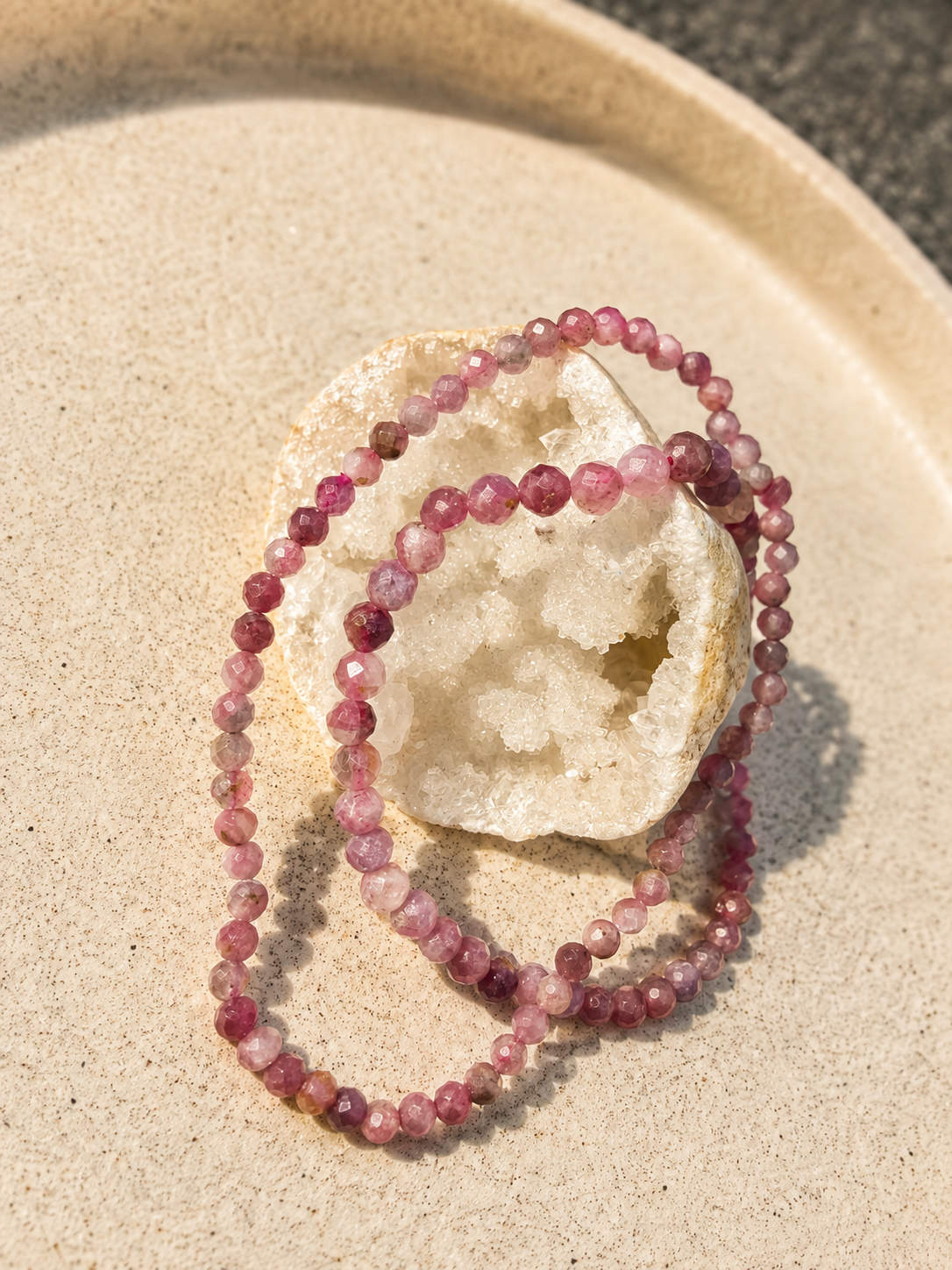 Pink-Turmalin Perlenarmband