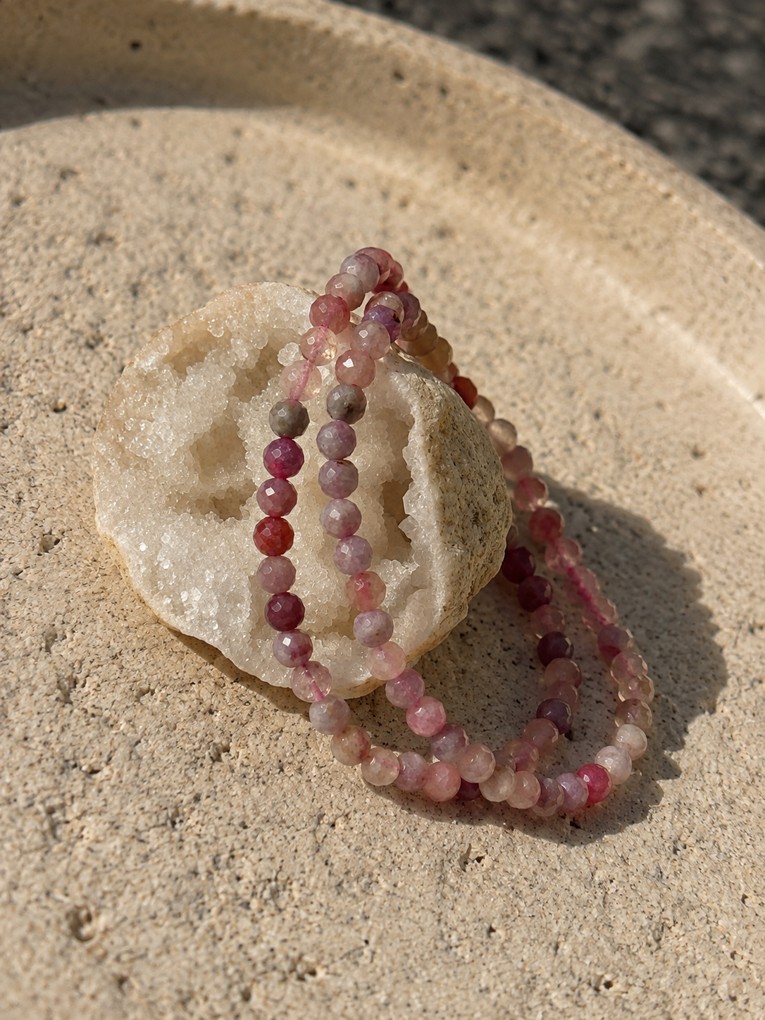 Pink-Turmalin Perlenarmband